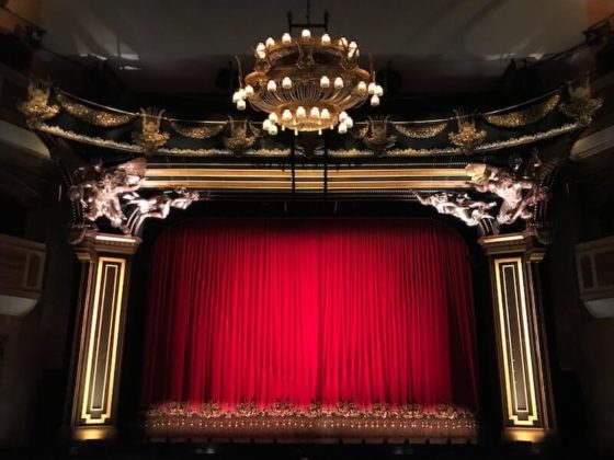 Theater with red curtains