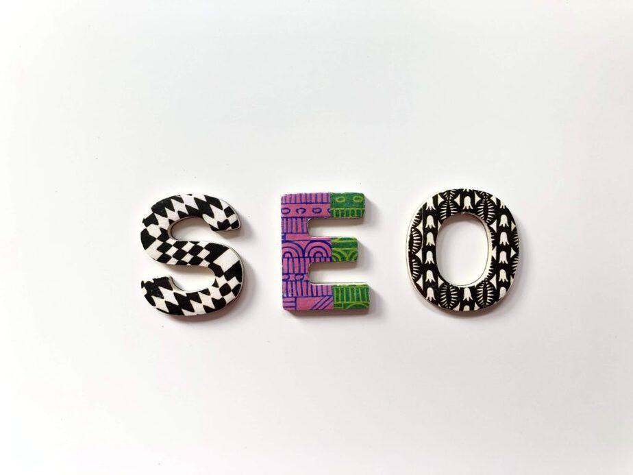 Colorful and patterned letters of SEO