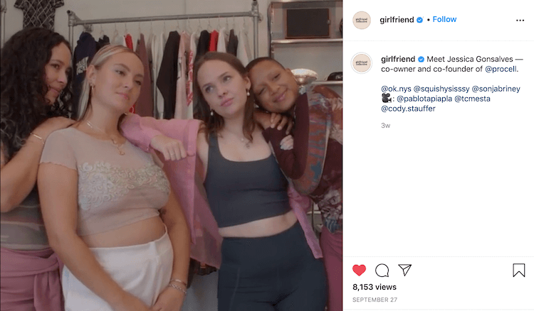 Screenshot from the Girlfriend Collective Instagram of Comfort Zone Series.